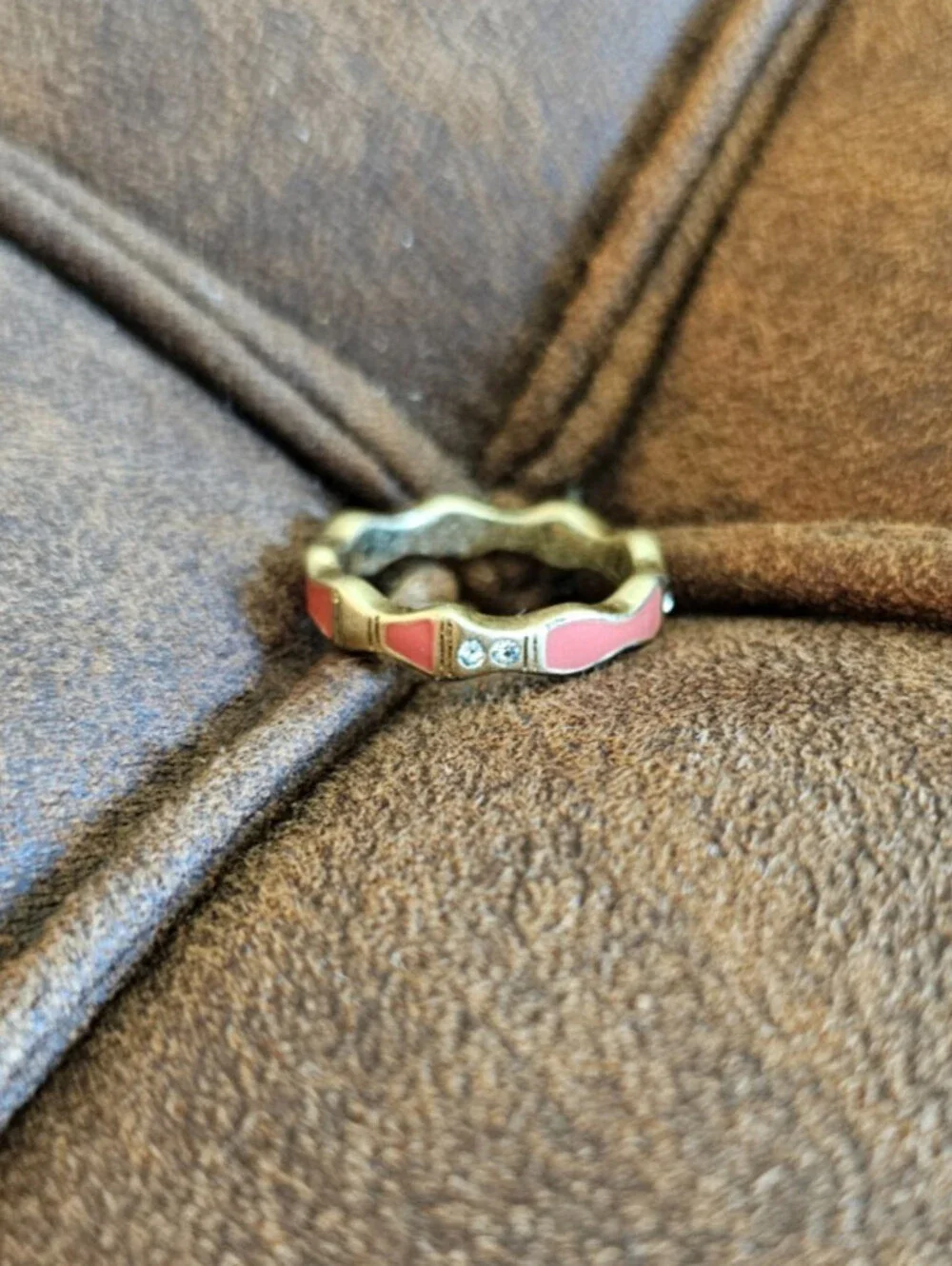 Vintage Lia sophia 'Peaches and Cream' Ring Pink Gold Tone Sz 6